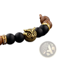Crystal Owl Charm Wood and Onyx Beaded Bracelet