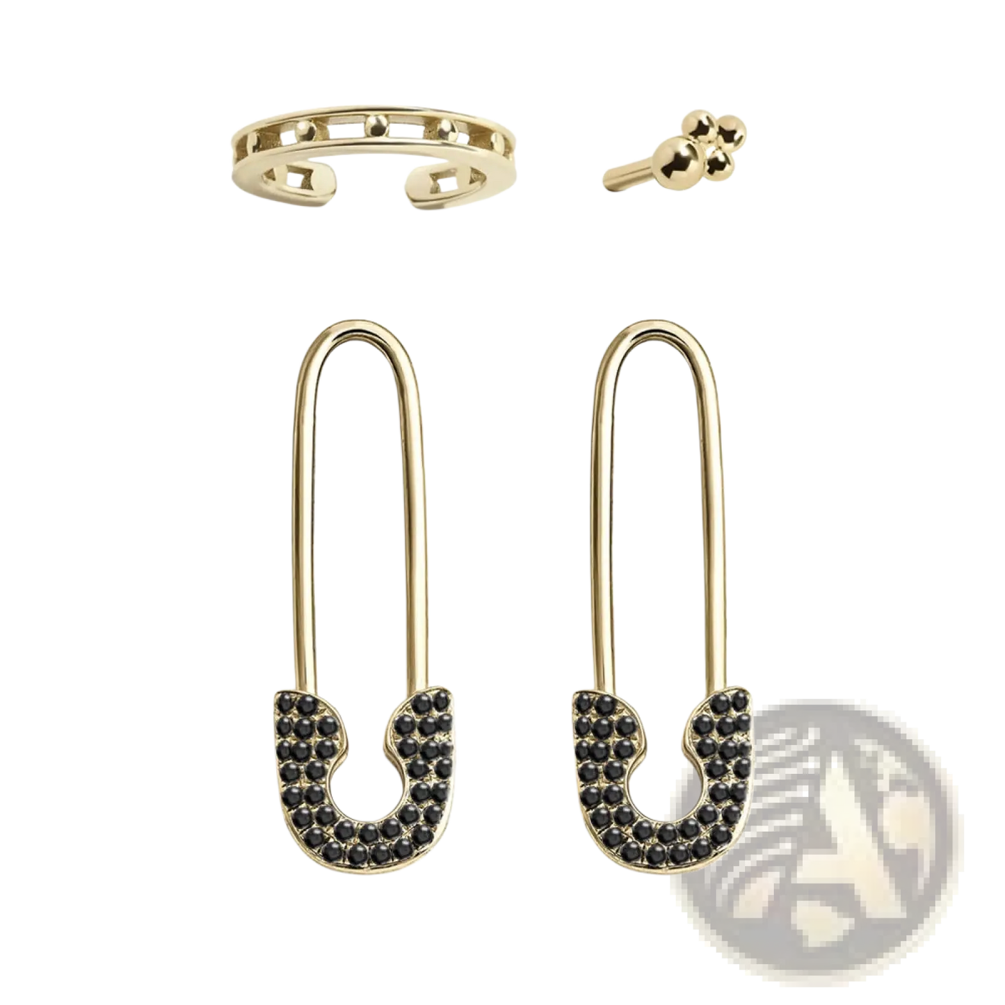 Crystal Pave Safety Pin and Studded Accessory Set