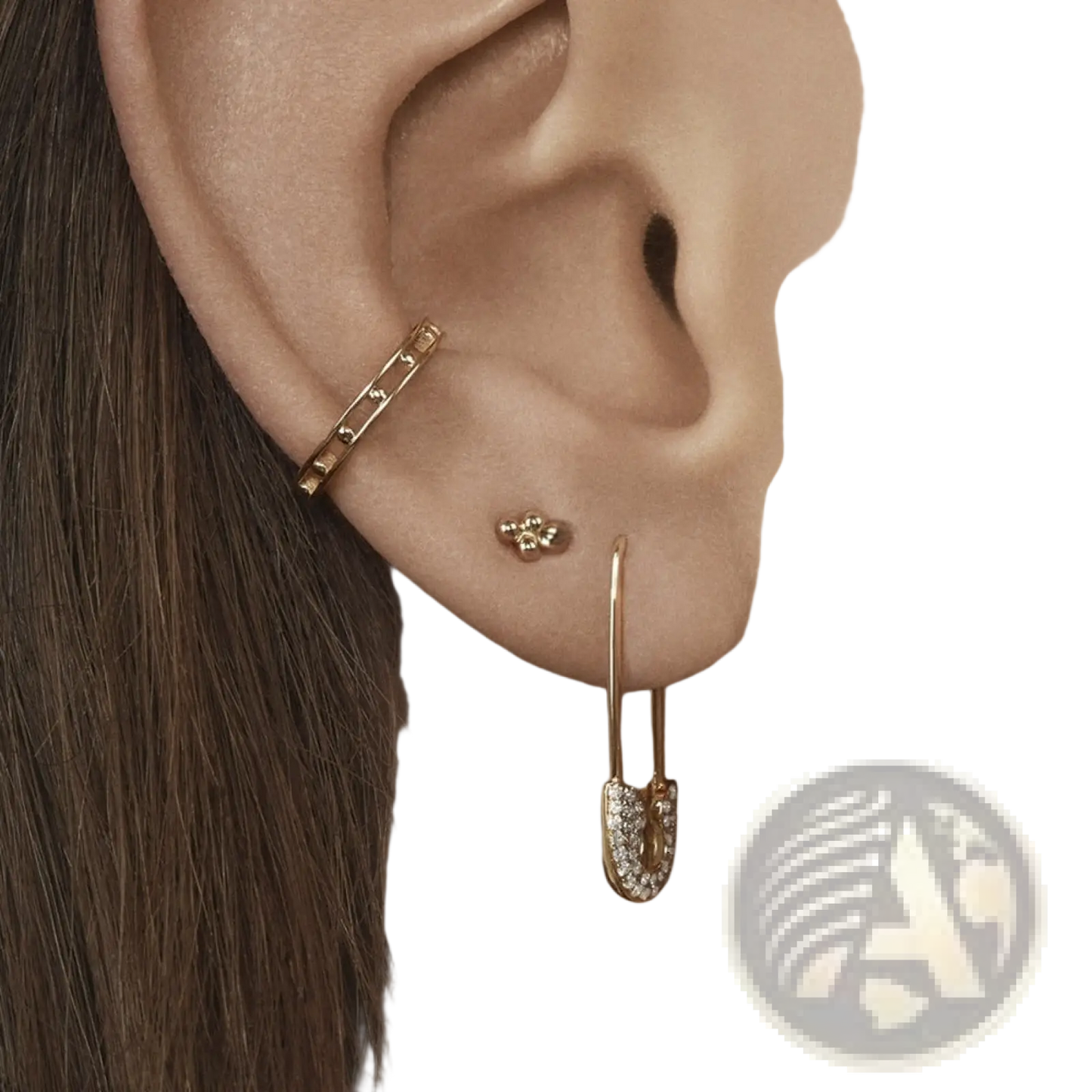 Crystal Pave Safety Pin and Studded Accessory Set