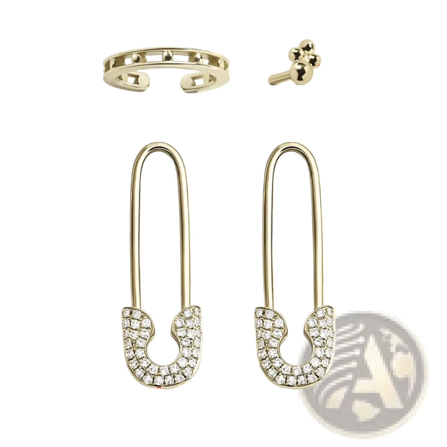 Crystal Pave Safety Pin and Studded Accessory Set