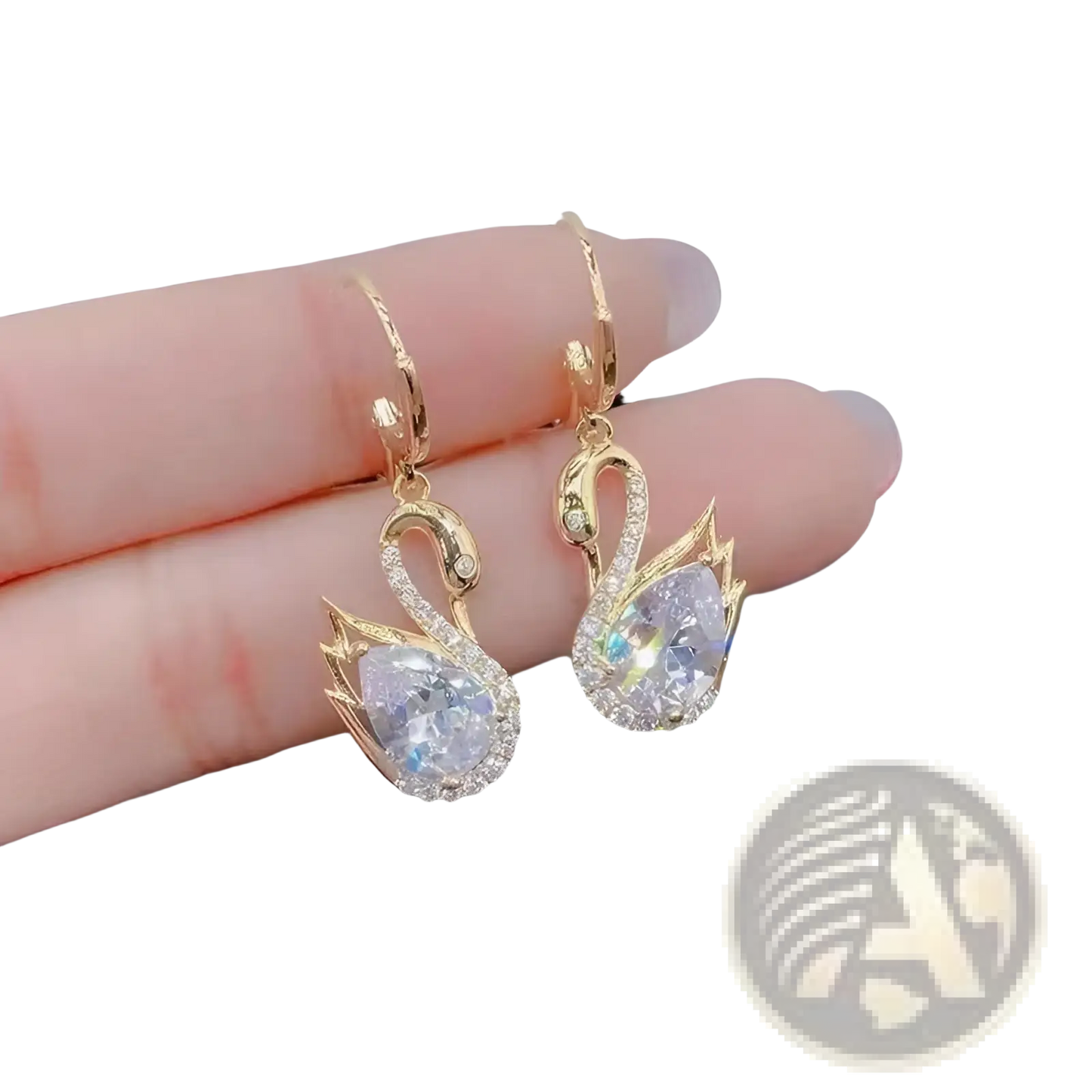 Crystal Rhinestone Swan Drop Earrings for Women