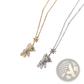 Crystal Star Bear Titanium Steel Necklace Gold Pendant