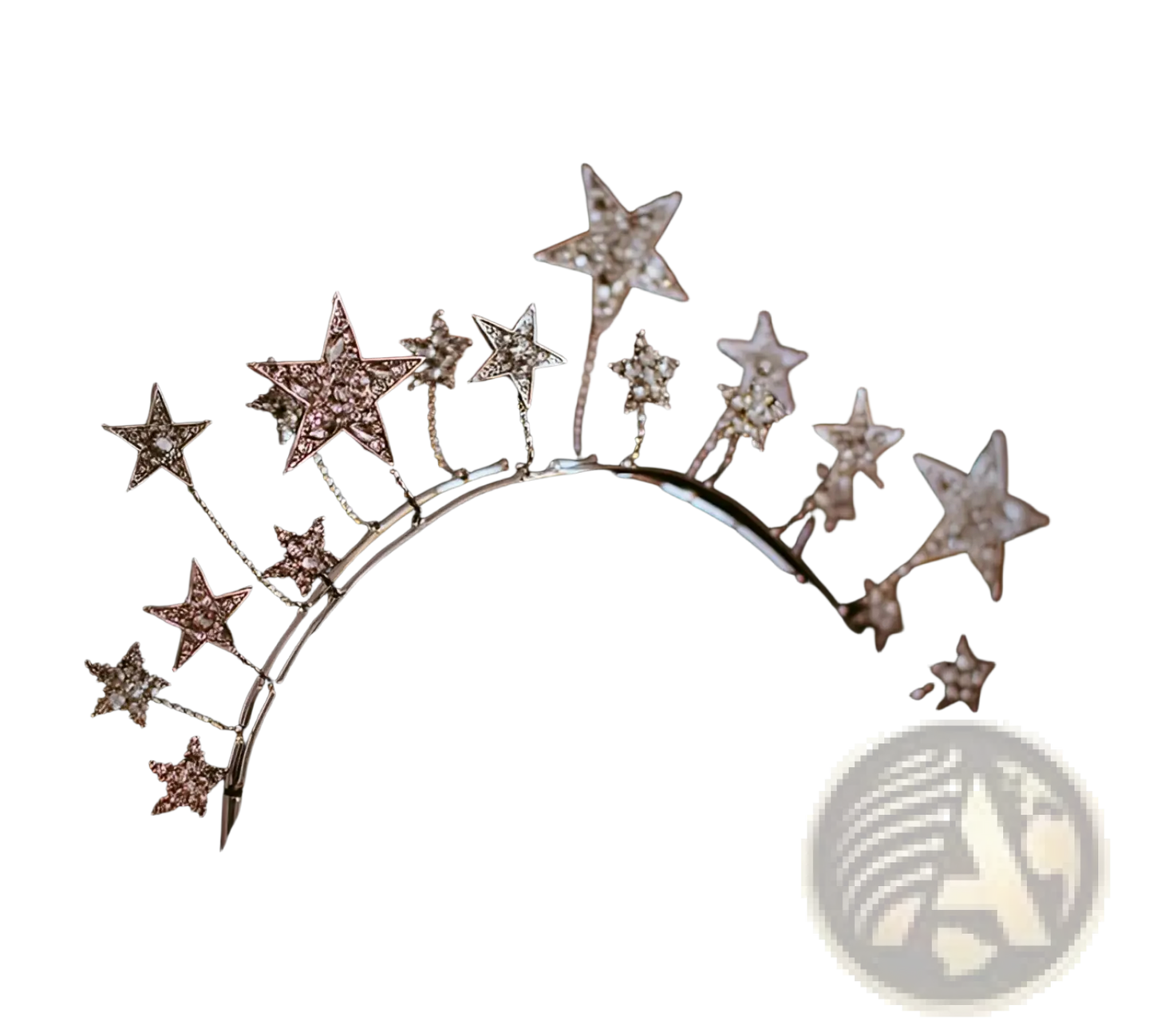 Crystal Star Bridal Tiara Silver Rhinestone Wedding Crown
