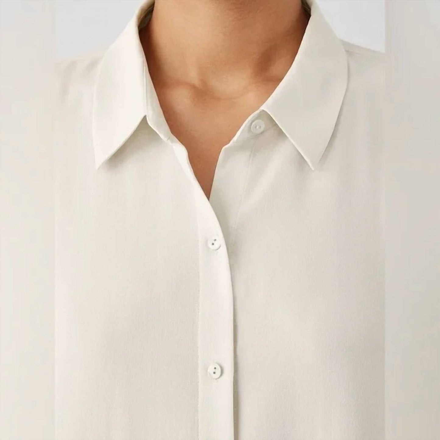 Eileen Fisher - Silk Georgette Crepe Classic Collar Shirt