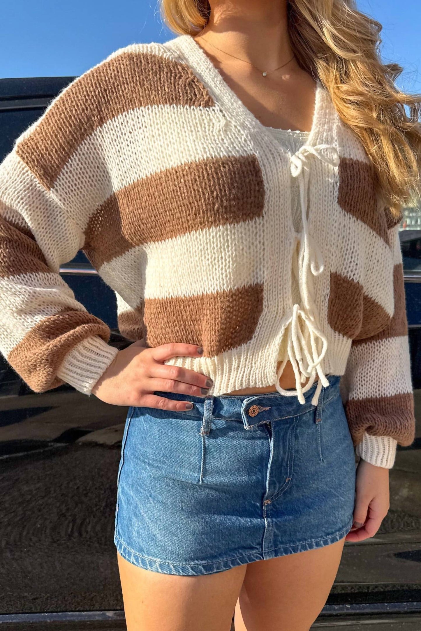 Adeline - Cropped Striped Cardigan