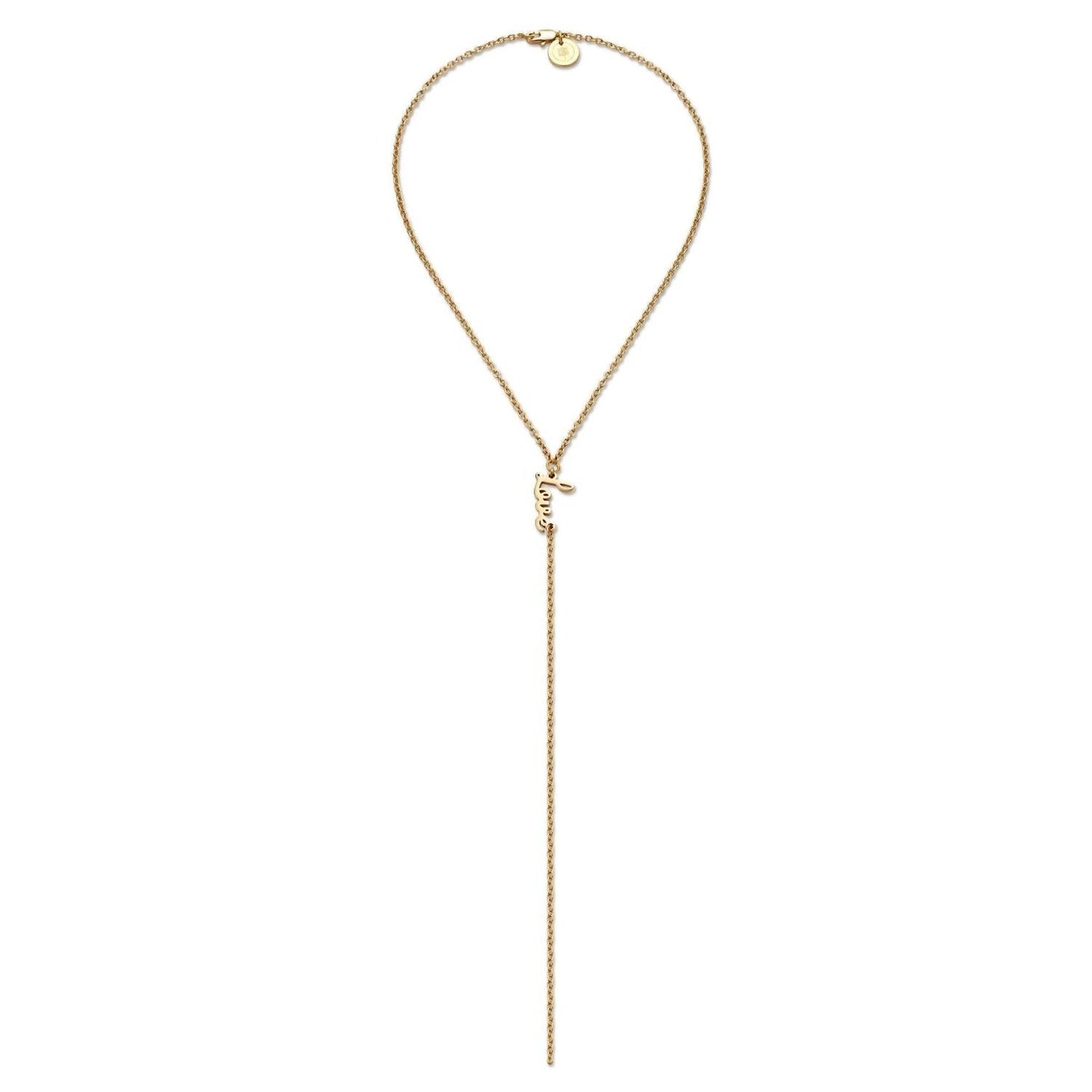 Eklexic - Women's Dainty Script Love Lariat Necklace