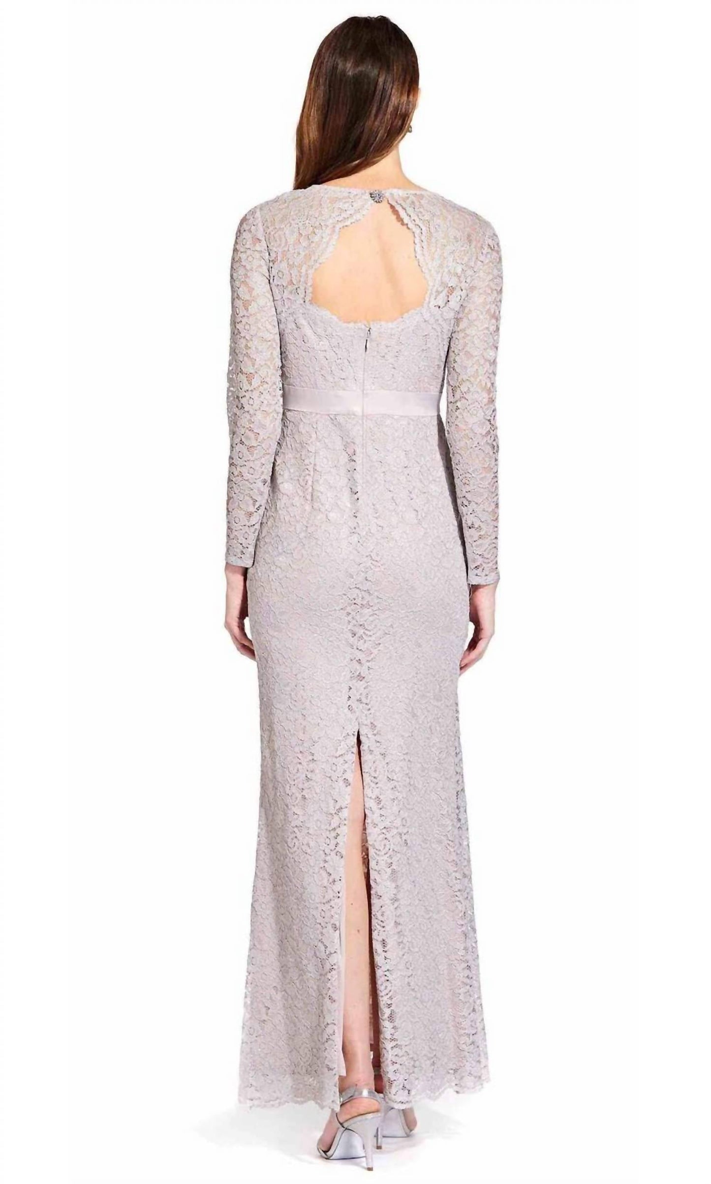 Adrianna Papell - Embellished Keyhole Lace Dress