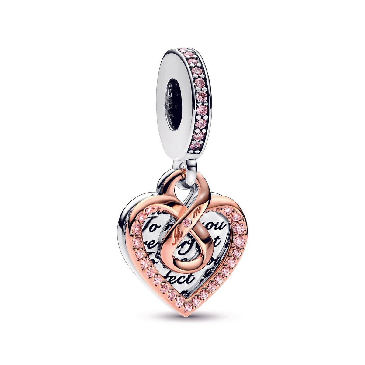 Pandora - Women's Two-tone Infinity Heart Double Dangle Charm