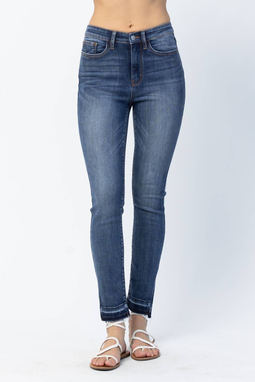 Judy Blue - High Waist Skinny Released Hem and Side Slit