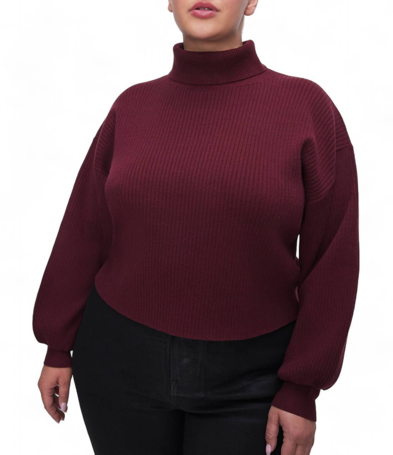 Good American - RIBBED MOCK NECK SWEATER