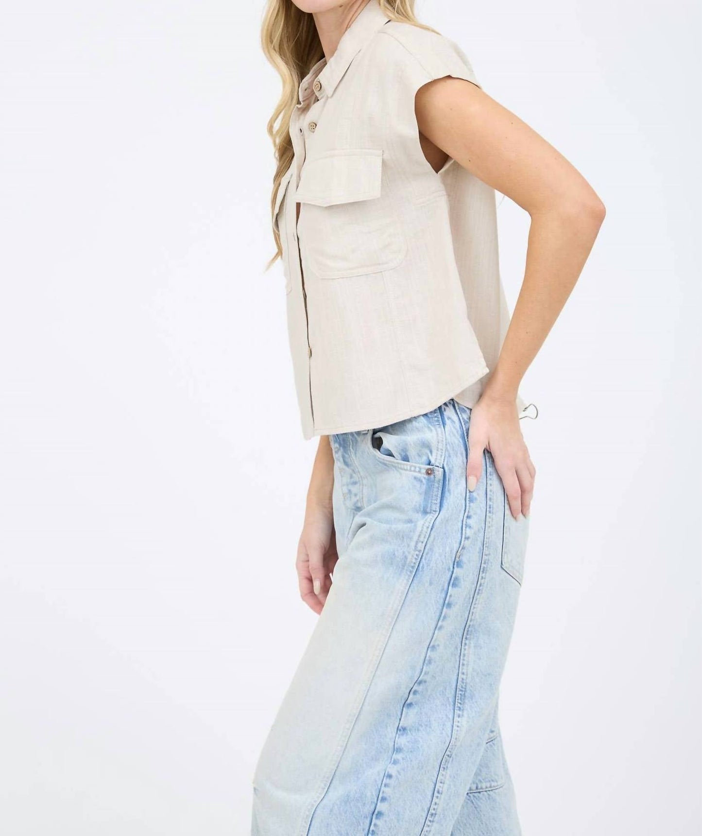 Blu Pepper - Short Sleeve Linen Button Down Shirt