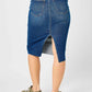 Judy Blue - High Waist Back Slit Hem Mid Length Skirt