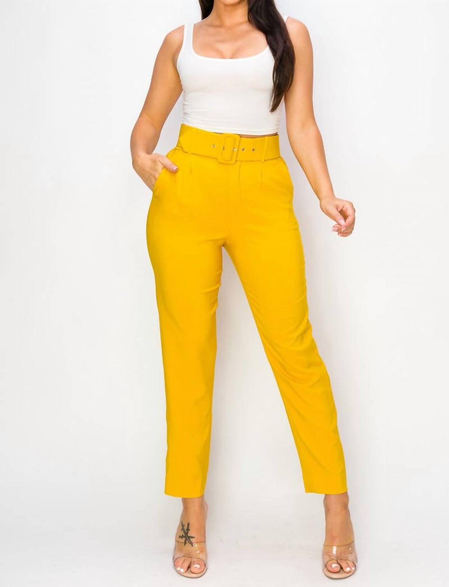 A.C.G. Los Angeles - Ankle Slim Fit Cigarette Pants With Belt