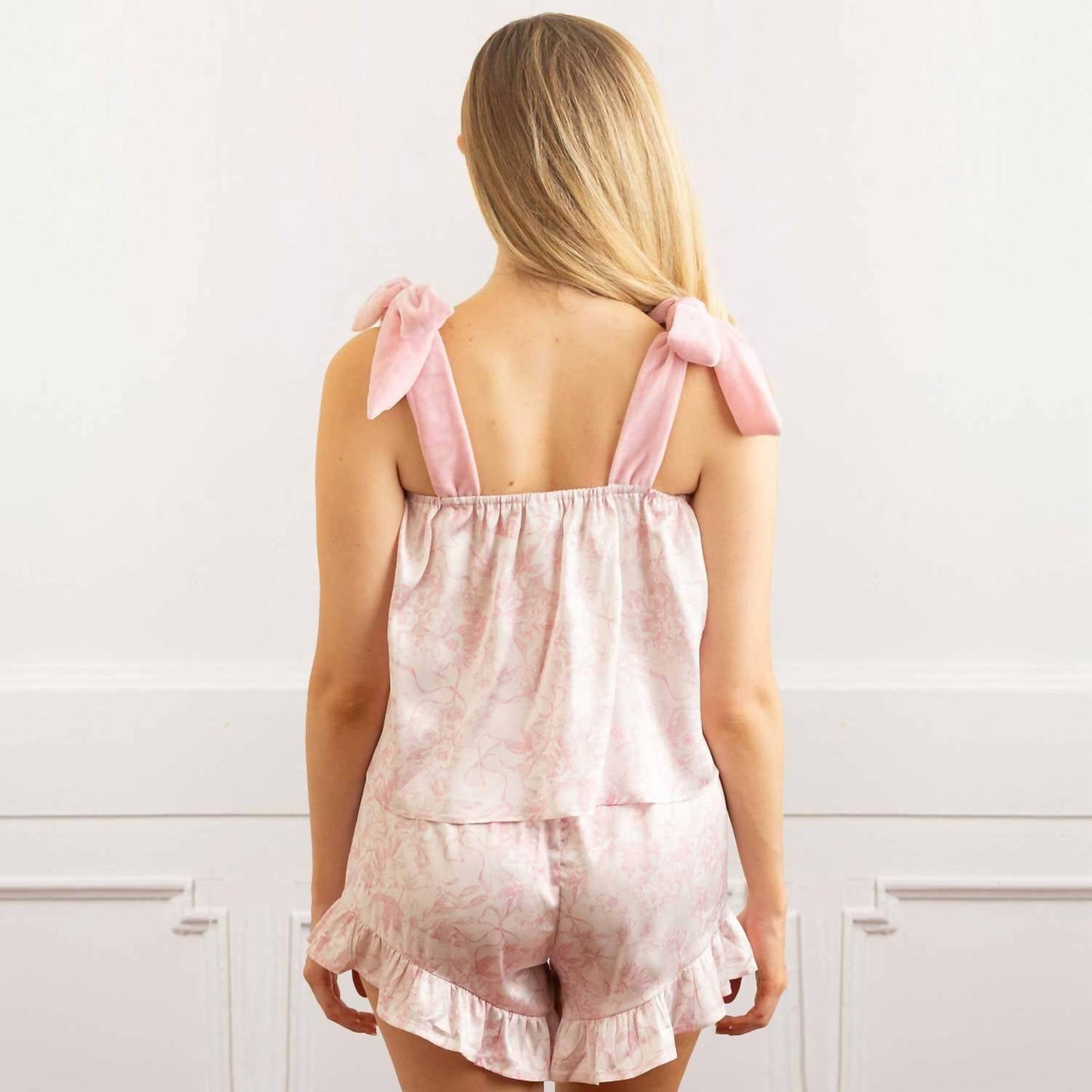 8 Oak Lane - Satin Tie Top Pajama Short Set