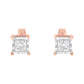 14K Rose Gold Plated Two-Tone .925 Sterling Silver 1/2 Cttw Princess-Cut Square Near Colorless Diamond Solitaire Miracle-Plate Stud Earrings (J-K Color, I2-I3 Clarity)