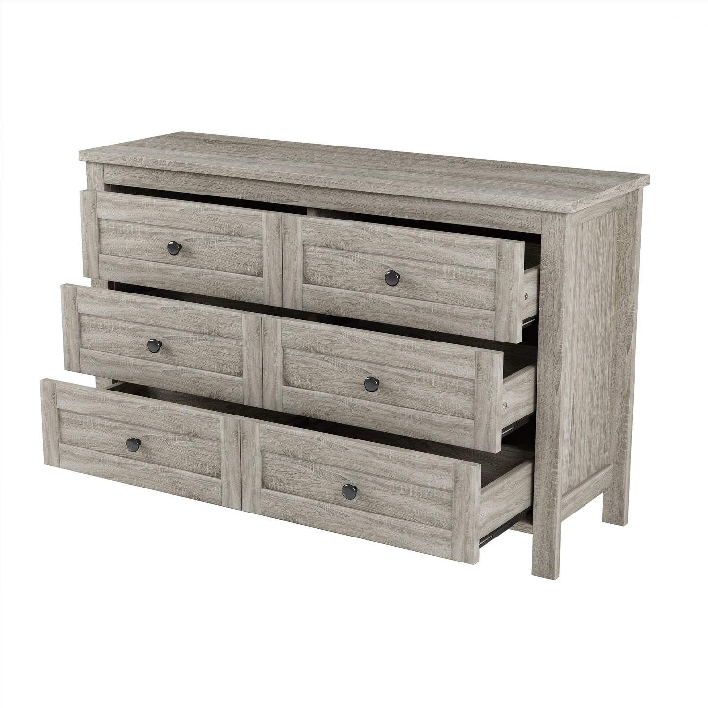 3-Pieces Bedroom Set Queen Size Farmhouse Platform Bed with Storage Headboard and Charging Station