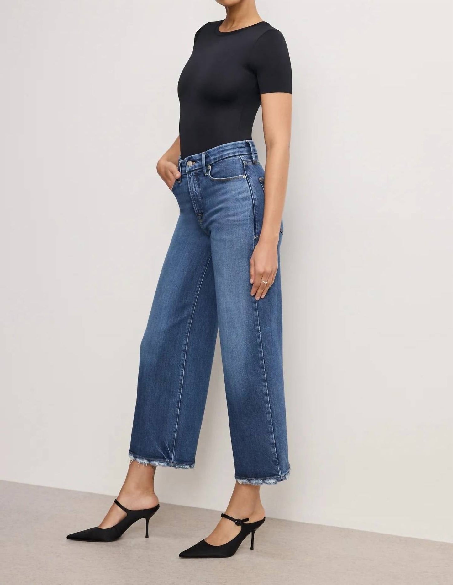 Good American - Wide Leg Cropped Palazzo Jeans