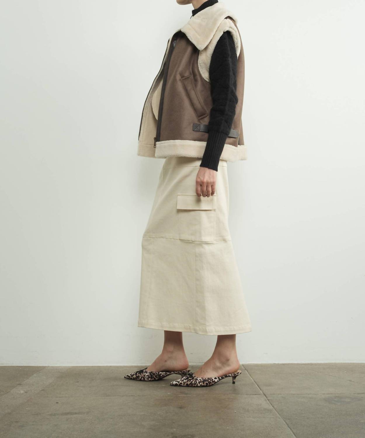 Aaron & Amber - Faux Leather Tabbed Collar Vest