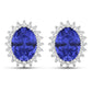 2.56 Carat Genuine Tanzanite and White Diamond 14K White Gold Earrings