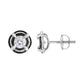 Black Rhodium Plated .925 Sterling Silver Round 1-1/2 cttw Diamond Double Halo 4-Prong Solitaire Milgrain Stud Earrings (H-I Color, I2-I3 Clarity)