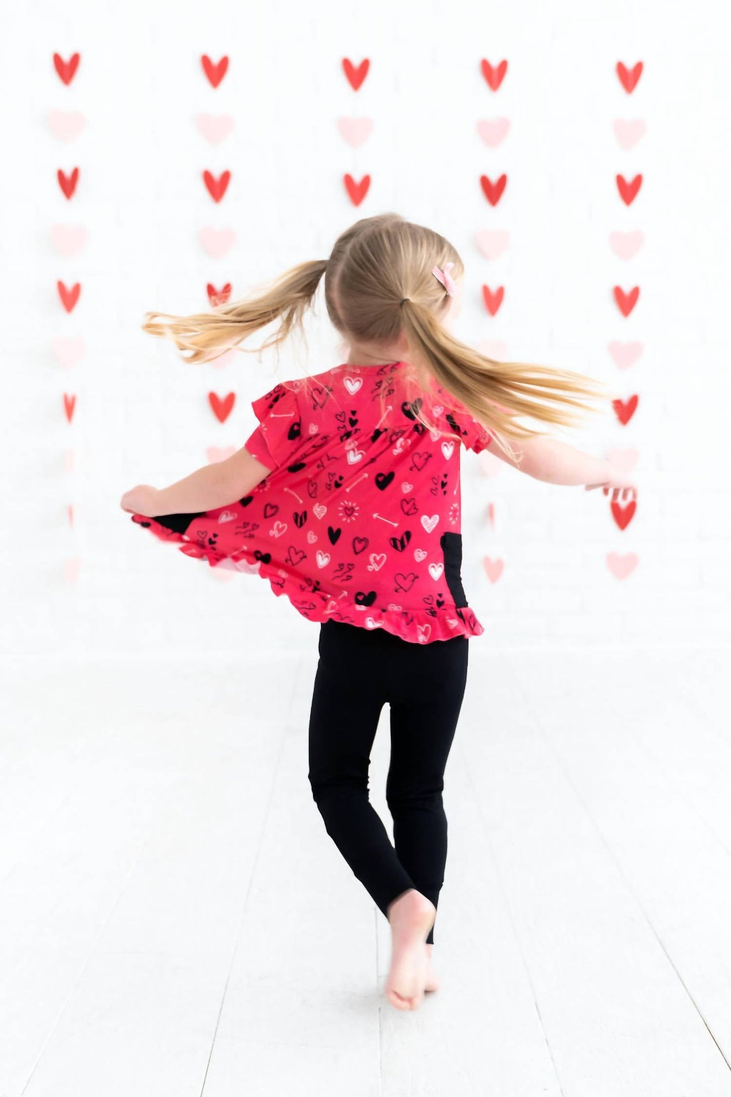 Laree + Co. - Heart Doodles Bamboo Short Sleeve Peplum + Legging Set
