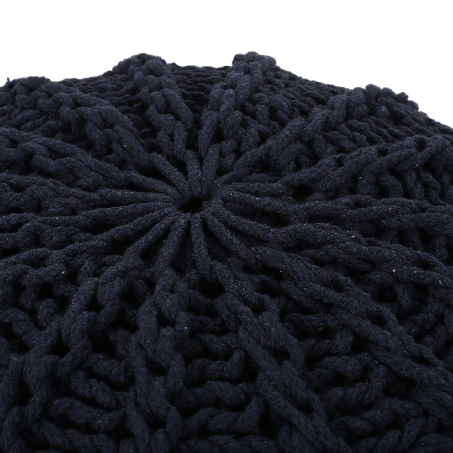 Bordeaux Knitted Cotton Round Pouf Ottoman and Floor Cushion