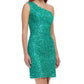 Ashleylauren - Beaded Asymetrical Lace-up Back Cocktail Dress