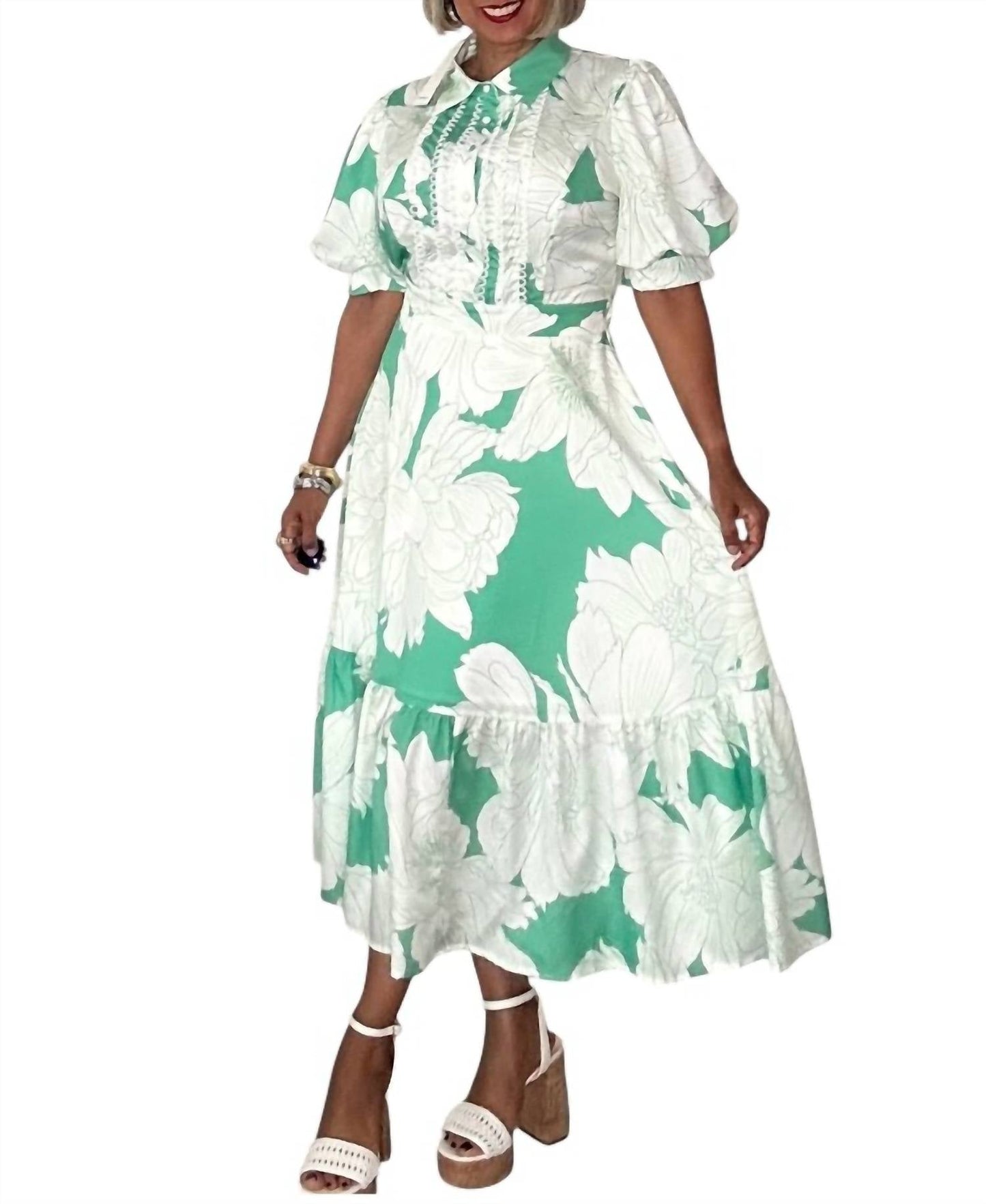 A.Peach - Puff Sleeve Midi Dress