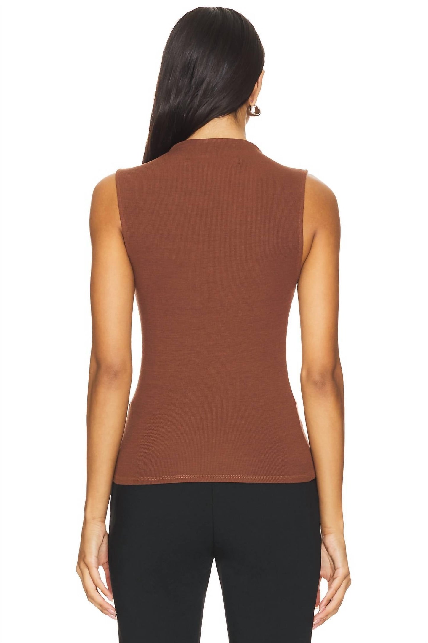 Enza Costa - Silk Knit Rib Sleeveless Mockneck Tank Top