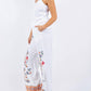 Paparazzi - Linen Blend Embroidered Slit Side Pant