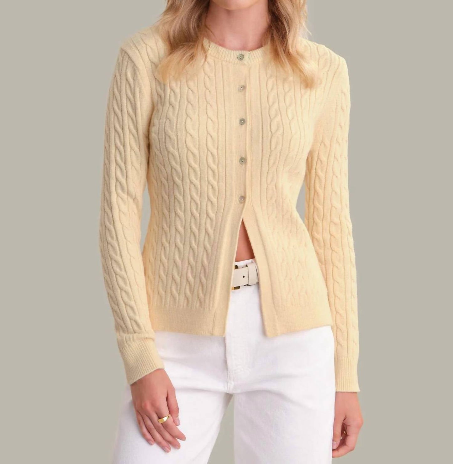 525 America - Julianna Cable Knit Crewneck Cardigan