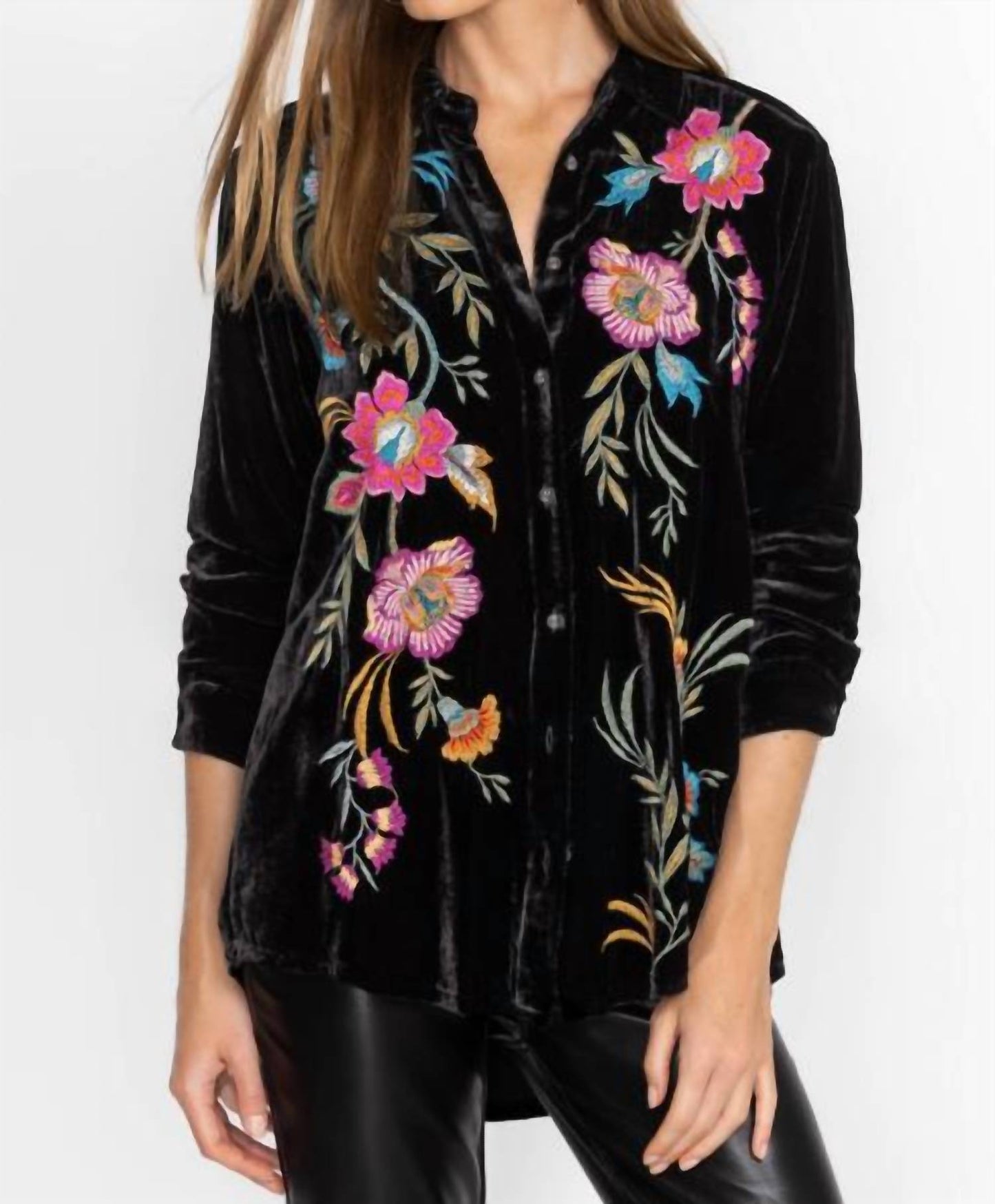 Johnny Was - Sidonia Velvet Oversized Pleat Shirt