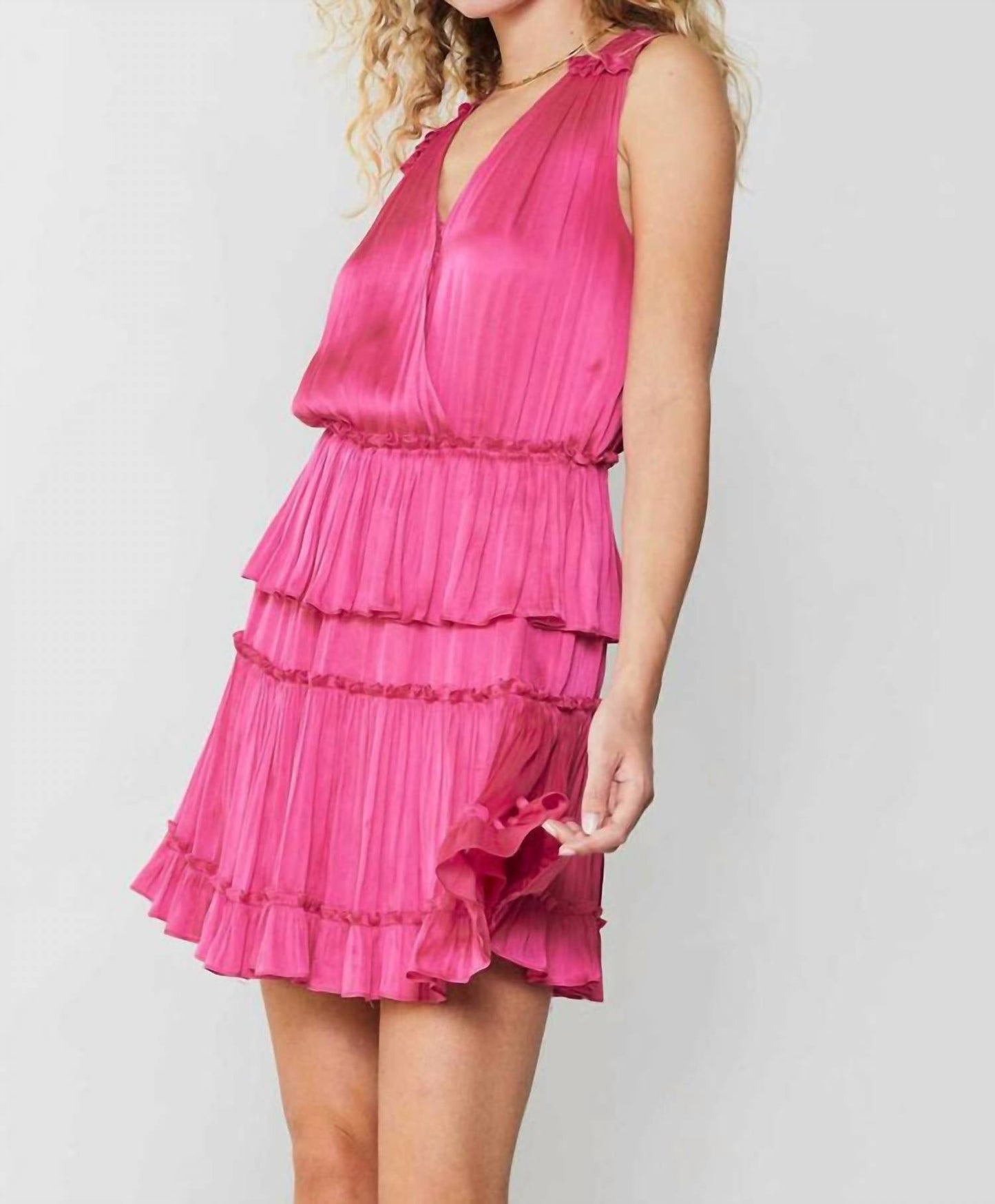 Current Air - V-Neck Ruffled Mini Dress