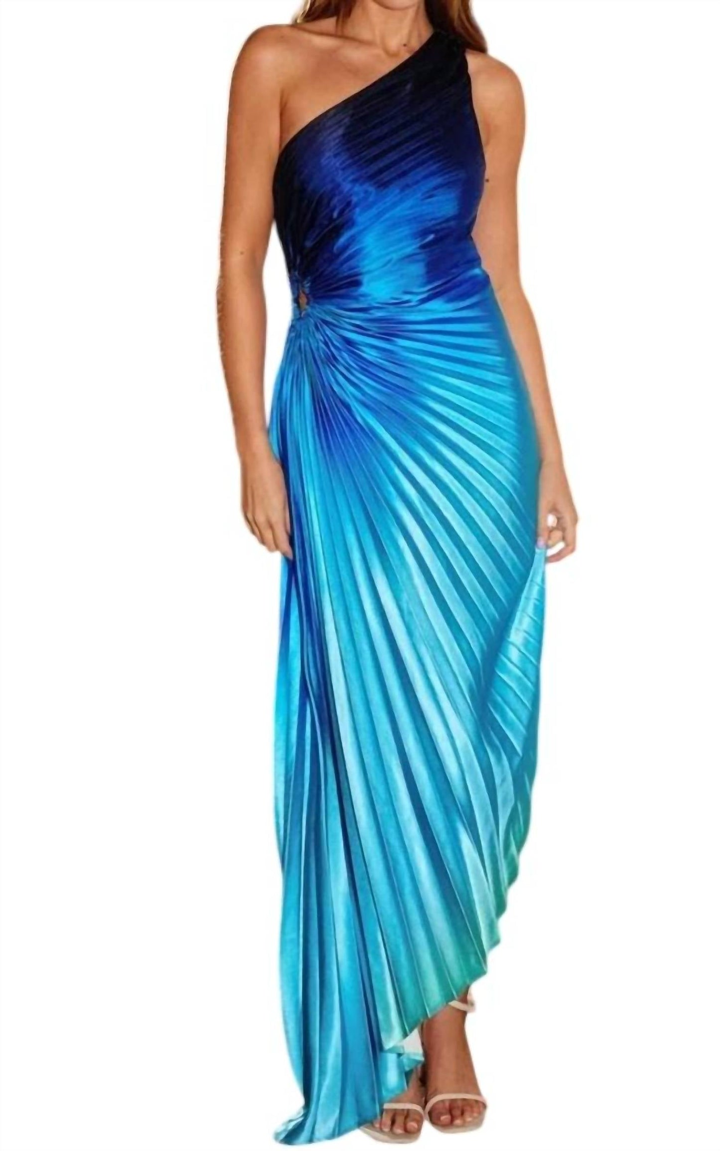 Dress Forum - Radiance Ombre Asymmetrical Pleated Maxi Dress