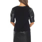 Joseph Ribkoff - Faux Leather Puff Sleeve Dress
