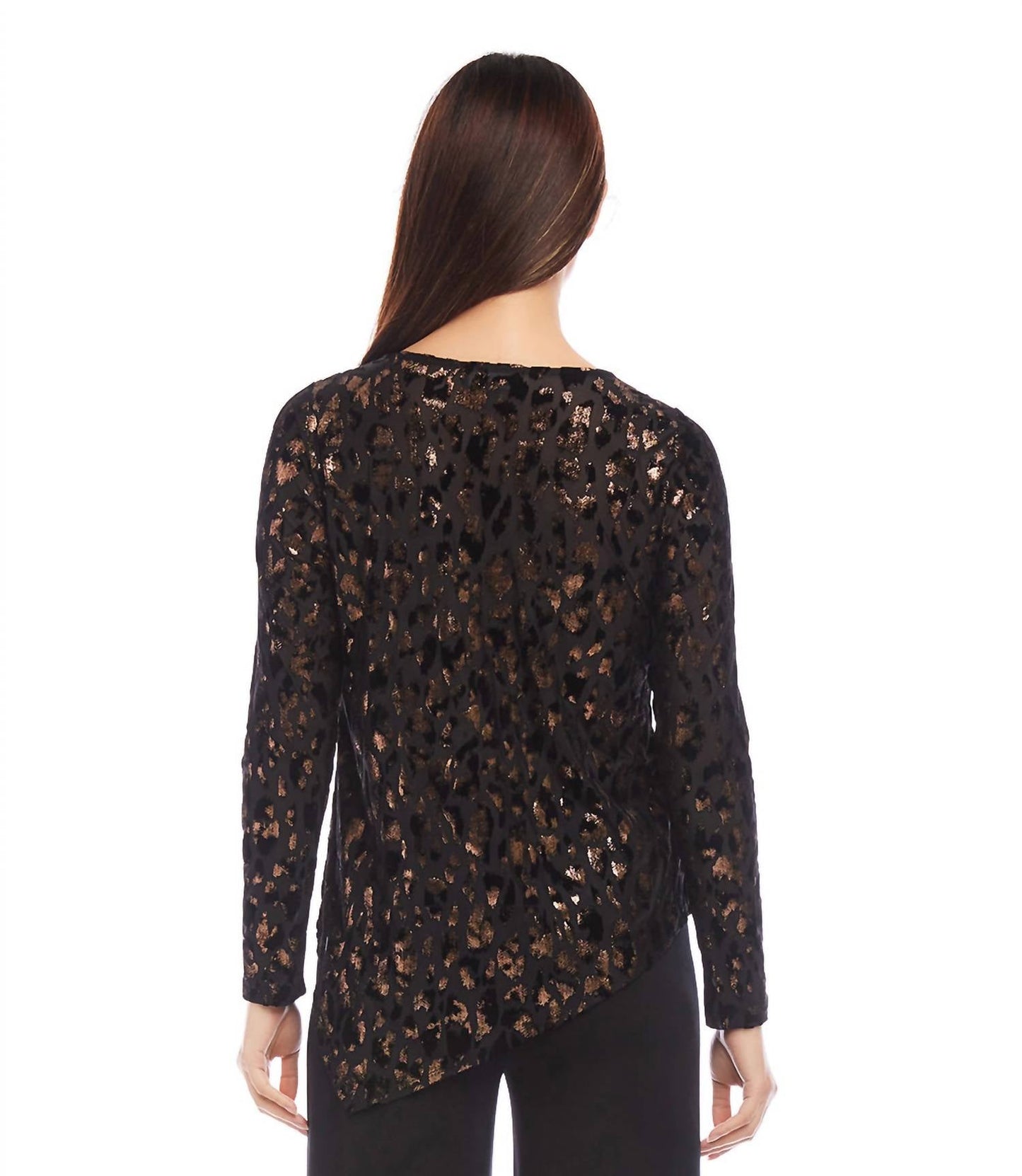 Karen Kane - Petite Size Velvet Burnout Asymmetric Top
