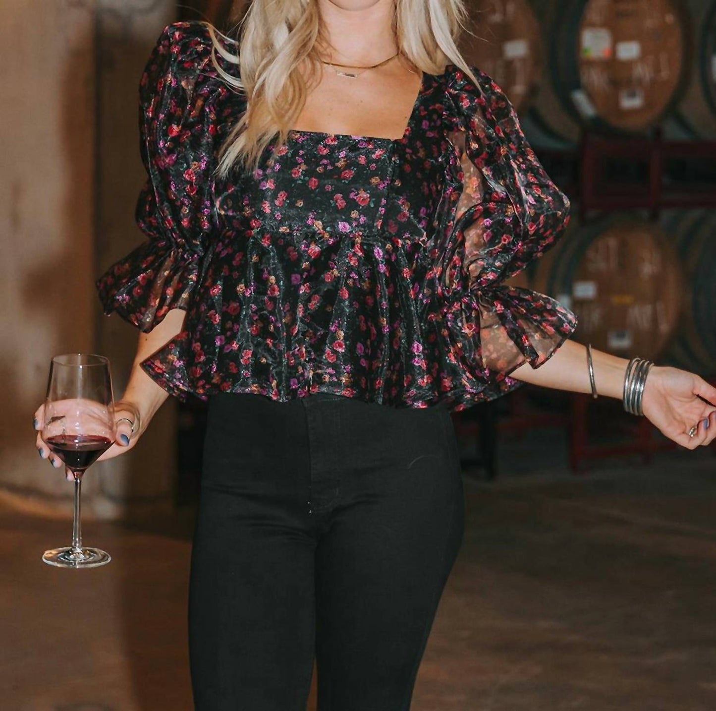 Buddylove - Pammie Puff Sleeve Peplum Top