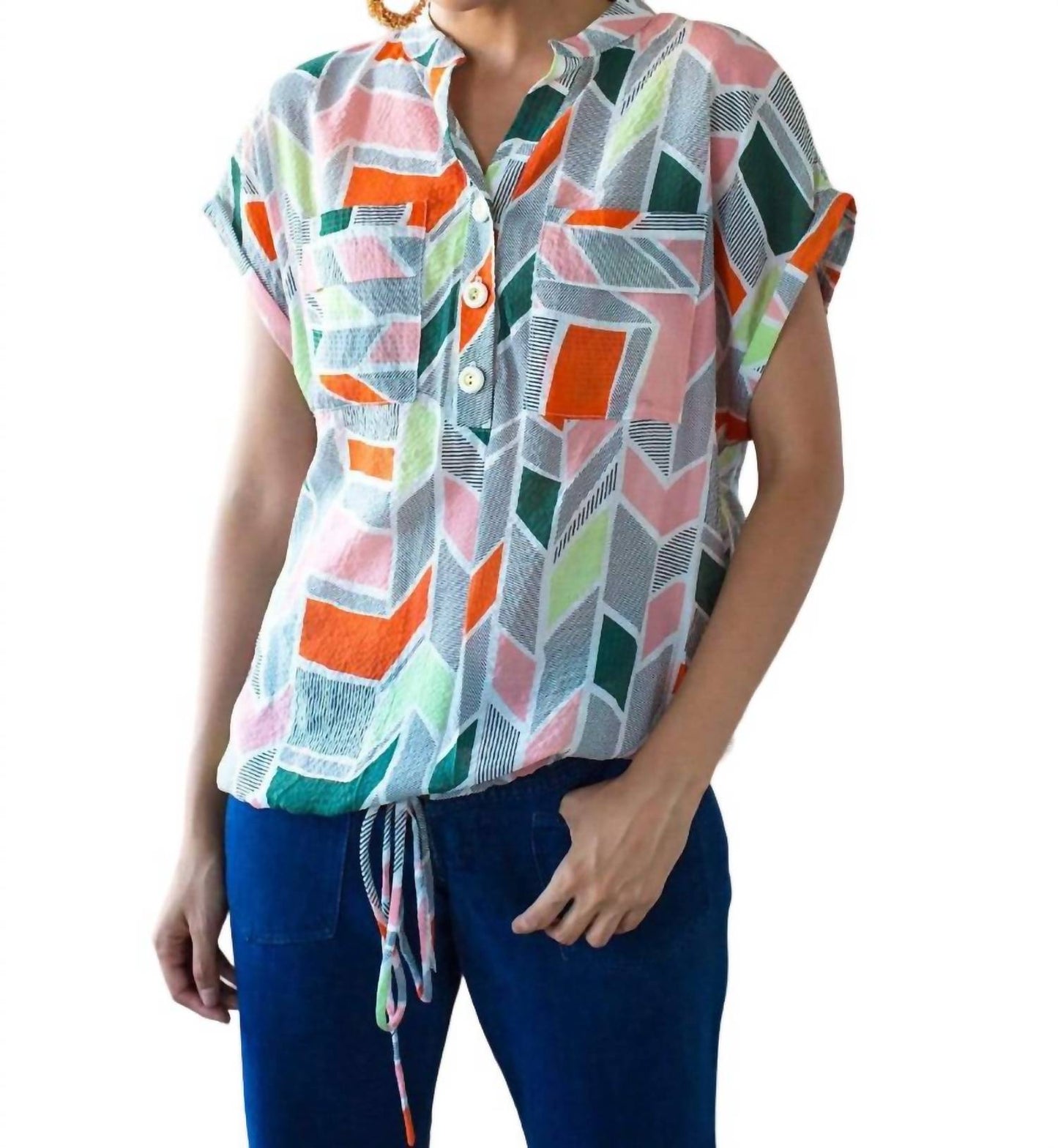 Eva Franco - Nico Drawstring Roll Sleeve Top