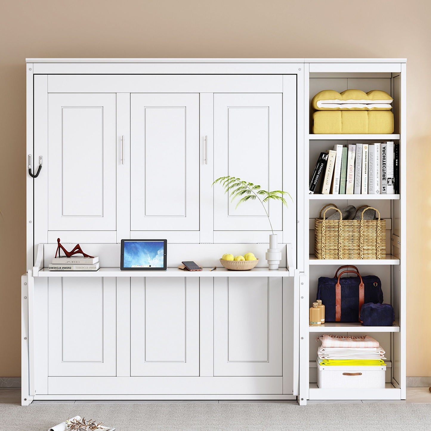 Sturdy Murphy Bed With Desk And Bookshelf