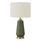 Contemporary Green Ceramic Table Lamp with Ivory Linen Shade