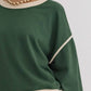 Entro - Solid Contrast Trim Long Sleeve Top