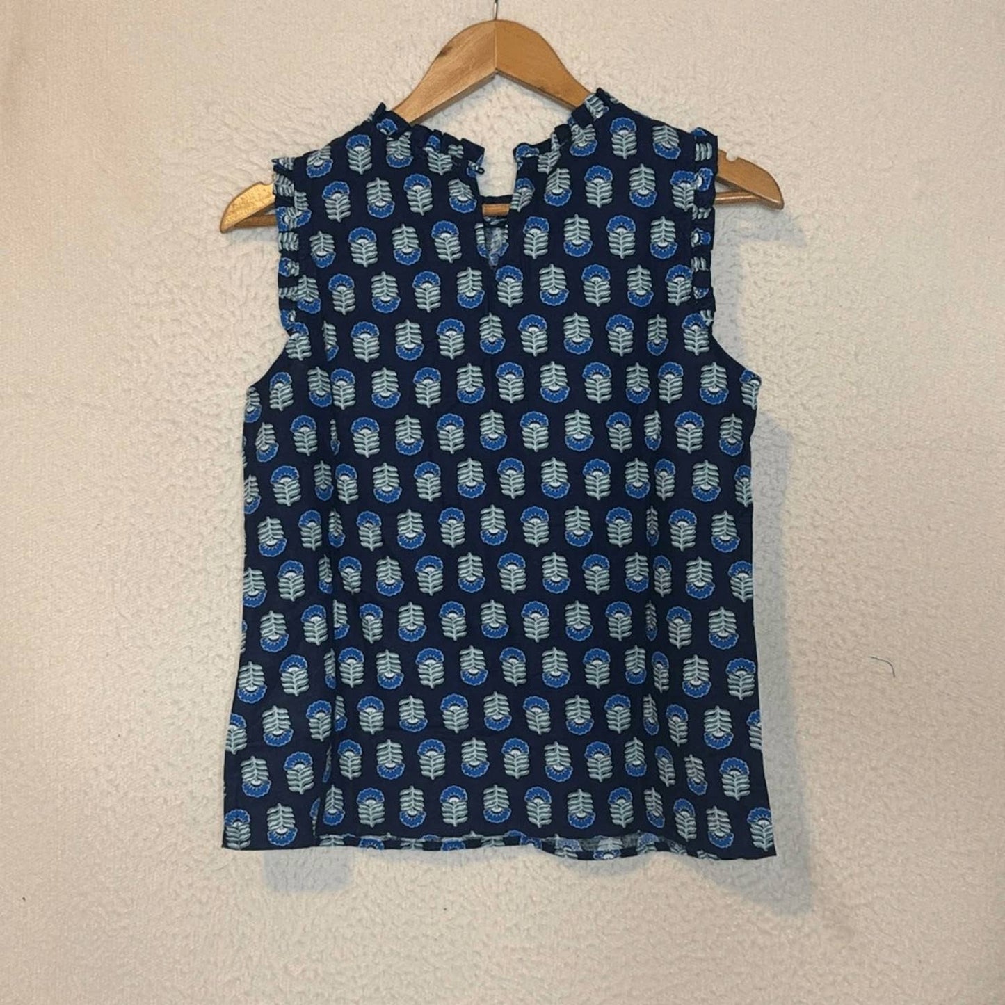 J.Crew - Printed Linen-blend Ruffleneck Top