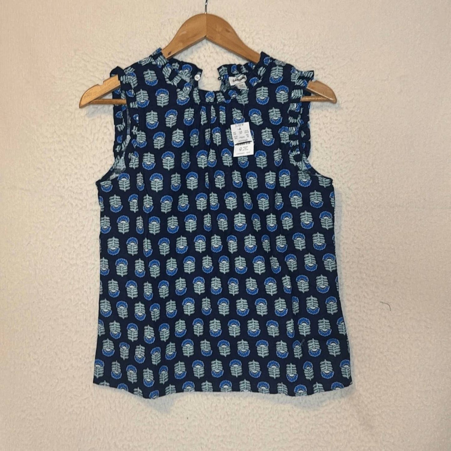 J.Crew - Printed Linen-blend Ruffleneck Top