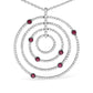 18K White Gold 2 1/6 Cttw Pave Set Diamonds and Red Ruby Openwork Circles 18" Pendant Necklace  (G-H Color, SI2-I1 Clarity) - Adjustable up to 16" - 18"