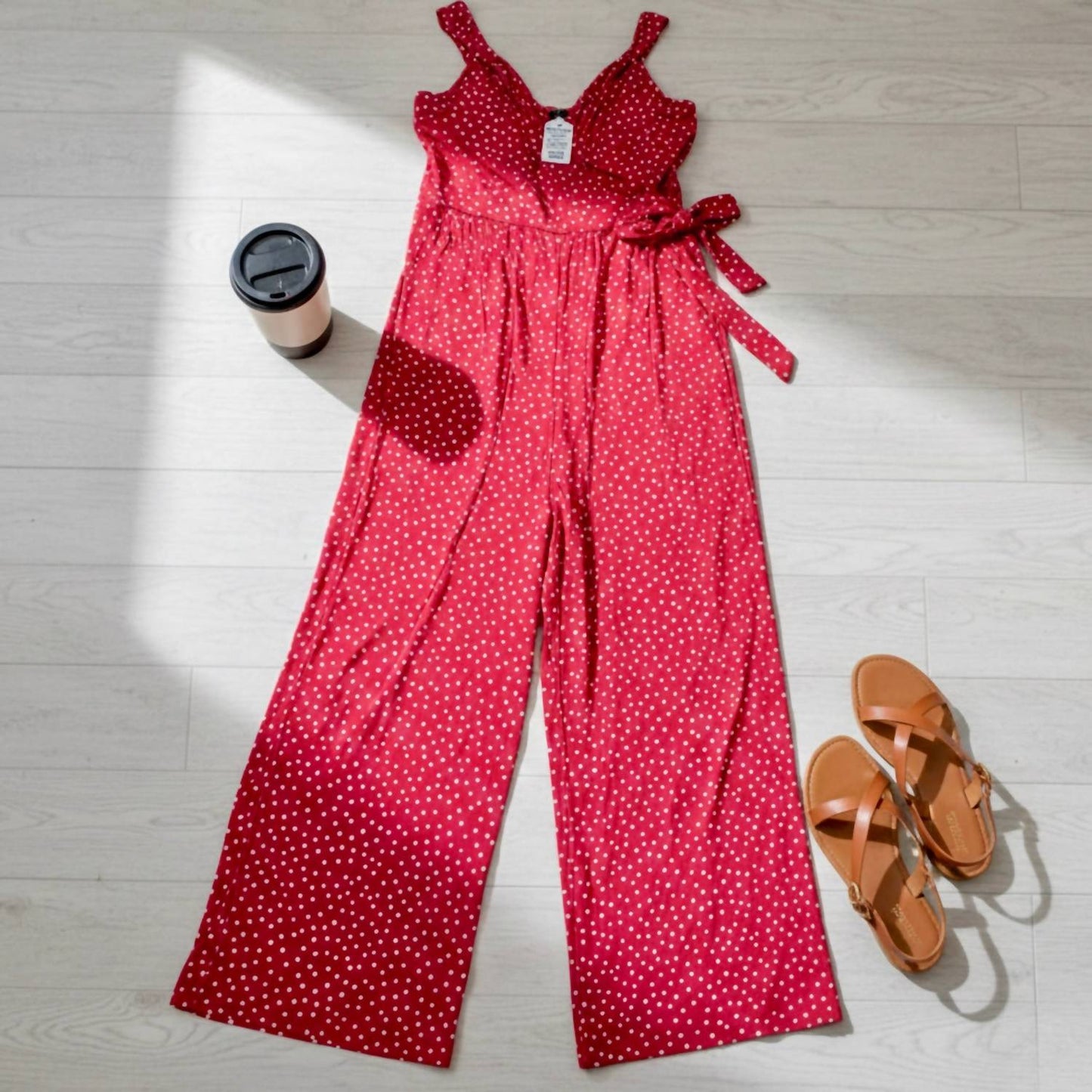 41 Hawthorn - Polka Dot Wide Leg V-neck Jumpsuit