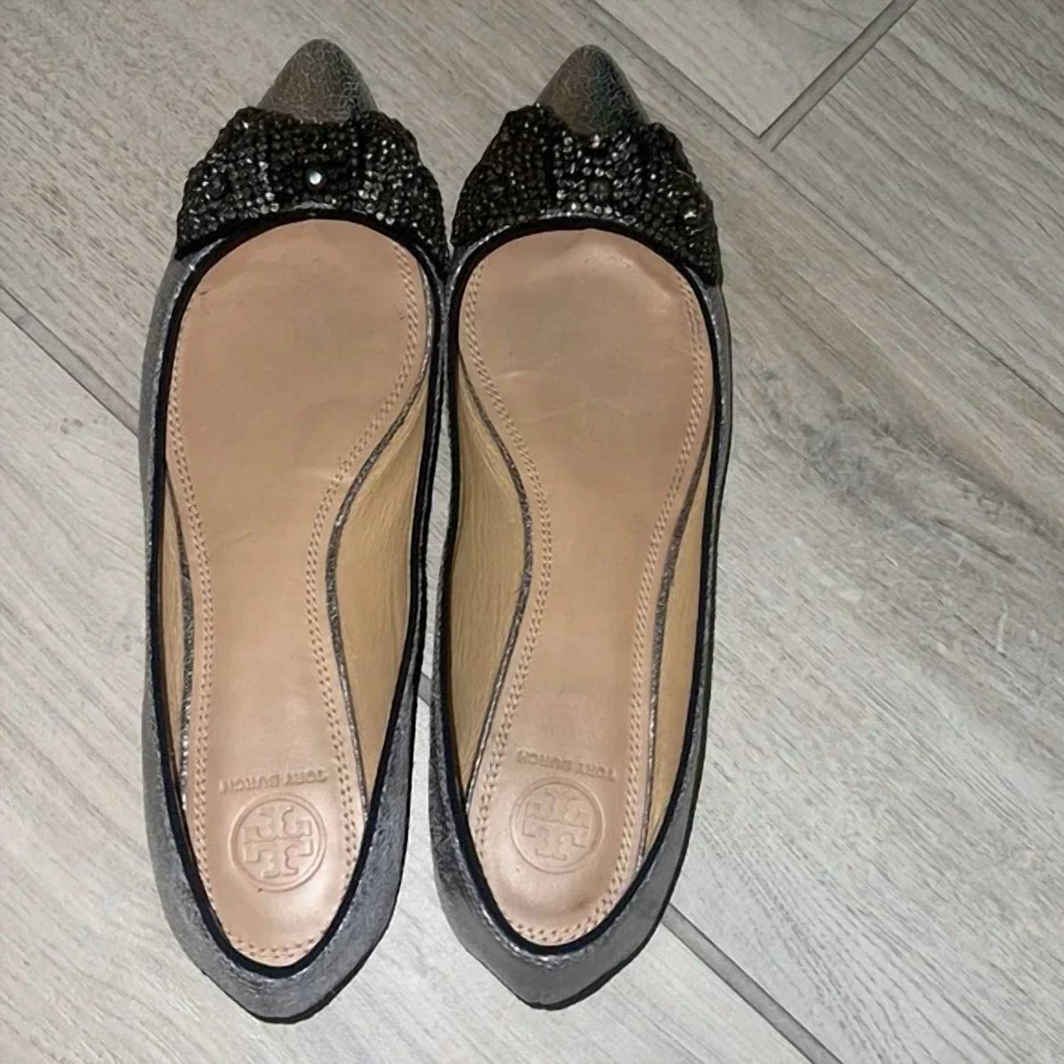 Tory Burch - Women's Vanessa Ballerina Slip On Metallic Ballet Flat Shoes