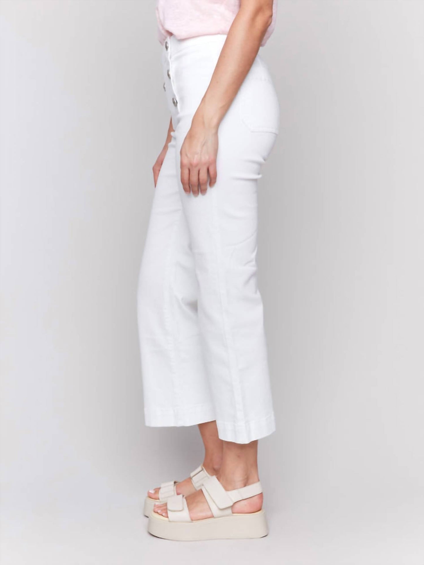 Charlie B - Cropped Pull-on Flare Jeans With Front Buttons