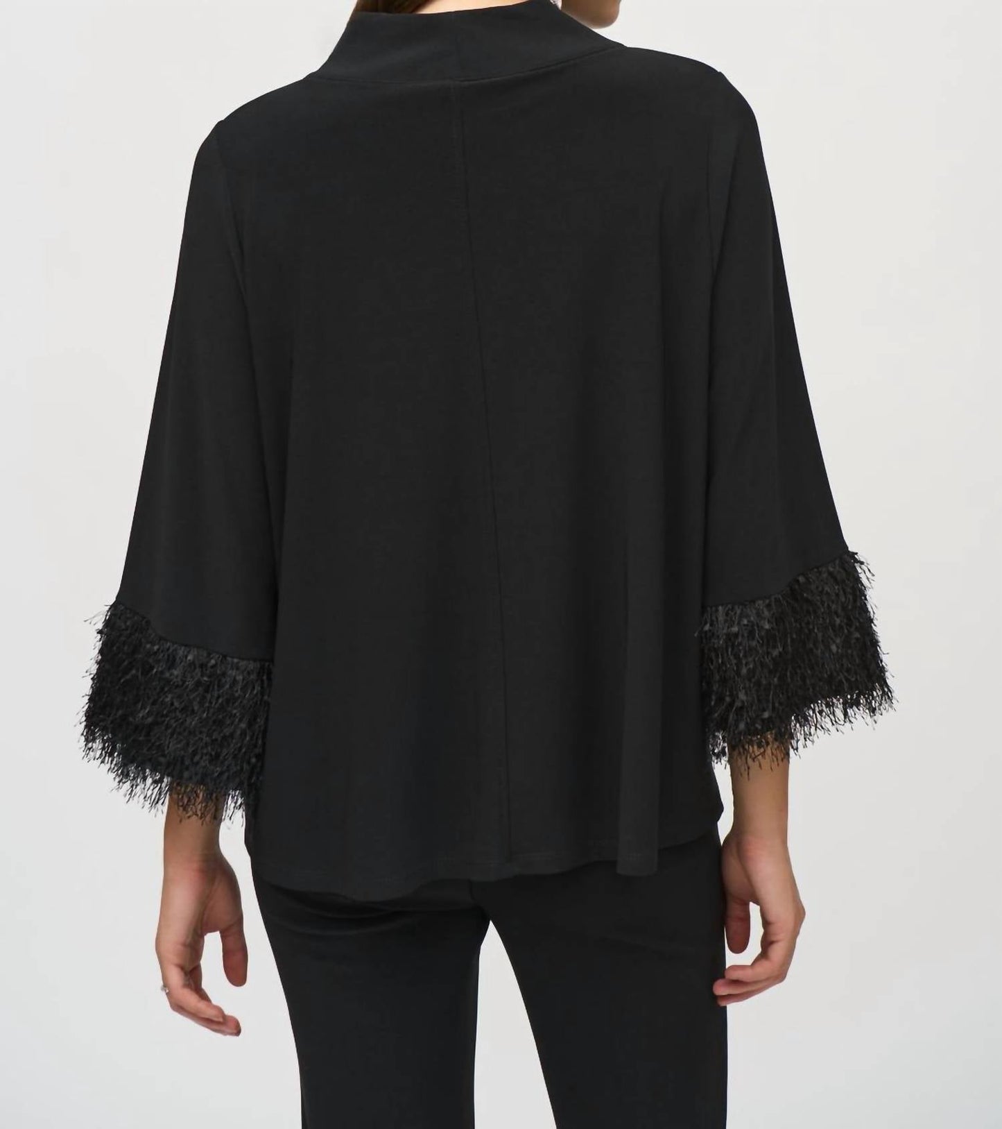 Joseph Ribkoff - Trapeze Top With Feather Cuffs