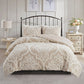 3 Piece Tufted Cotton Chenille Damask Comforter Set Taupe King/Cal King