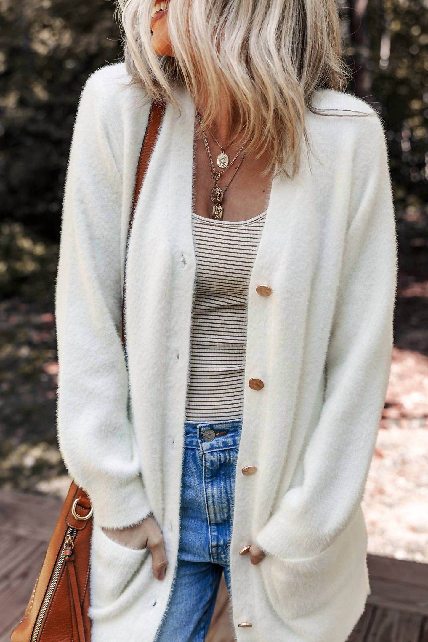 Aapparella - Soft Knitted Buttoned Open Front Cardigan
